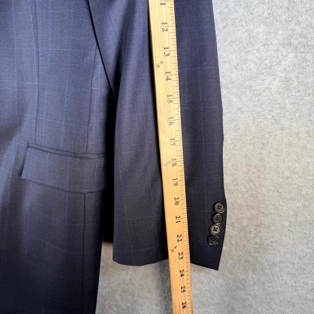 Brooks Brothers Saxxon 1818 Regent Blazer Mens 42RW36 Navy Checkered Notch Lapel
